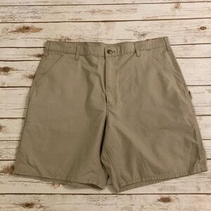Carhartt Men’s Original Fit Canvas Cell Phone Work Shorts Tan Size 40